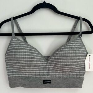 Lucky Brand Gray Striped Seamless Bralette